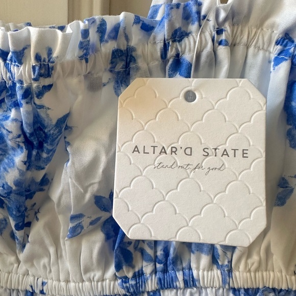 Altar'd State Blue and White Floral Long Dress - Picture 2 of 7